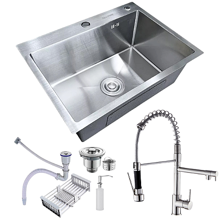 Cuba Gourmet Pia Prata Inox 60x45 + Torneira monocomando