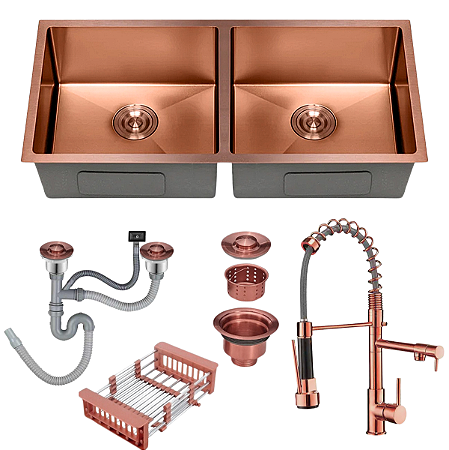 Cuba Dupla Inox Rose Inox 75x41 + Torneira monocomando luxo