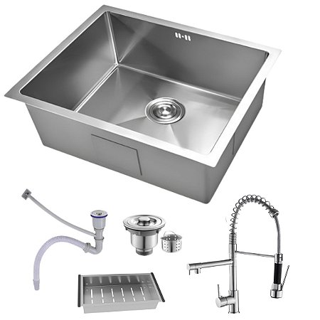Cuba Gourmet Pia Prata Inox 50x45 + Torneira monocomando