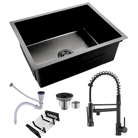 Cuba Gourmet Pia Preta Inox 50x45 + Torneira monocomando