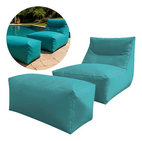 Puff Capa Verde Tecido Poltrona Sofá Decorativo Conforto Com Apoio para pés Tecido Poliester Premium