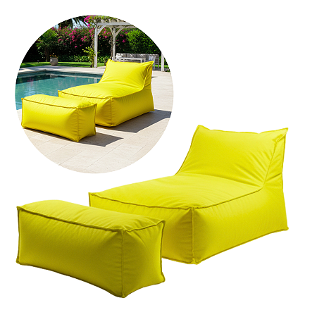Puff Capa Amarelo Tecido Poltrona Sofá Decorativo Conforto Com Apoio para pés Tecido Poliester Premium