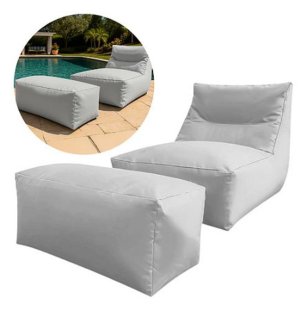 Puff Capa Cinza Claro Tecido Poltrona Sofá Decorativo Conforto Com Apoio para pés Tecido Poliester Premium