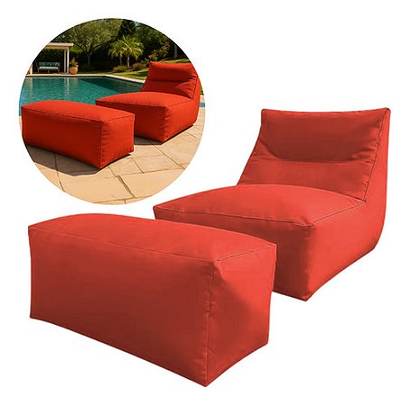 Puff Capa Magenta Tecido Poltrona Sofá Decorativo Conforto Com Apoio para pés Tecido Poliester Premium