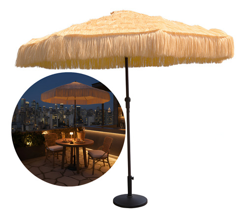 Ombrelone Guarda Sol Central 2,70m Jardim Palha Uv Com Base