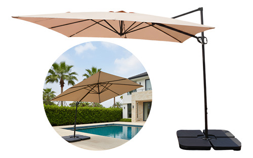 Guarda Sol Roman Jardim Piscina Ombrelone 2,70m Com Base 60l