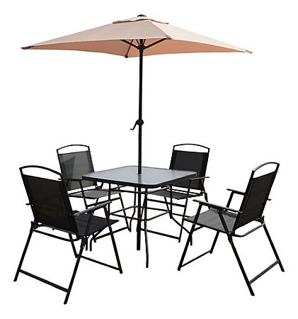 Conjunto Guarda Sol Ombrelone Mesa 4 Cadeiras Piscina Jardim