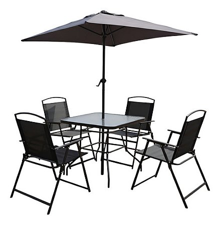 Conjunto Guarda Sol Ombrelone Mesa 4 Cadeiras Piscina Jardim