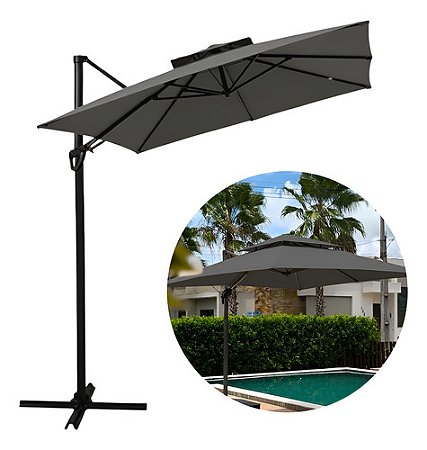 Ombrelone Guardasol Suspenso Roma 3x3 Premium Jardim Piscina