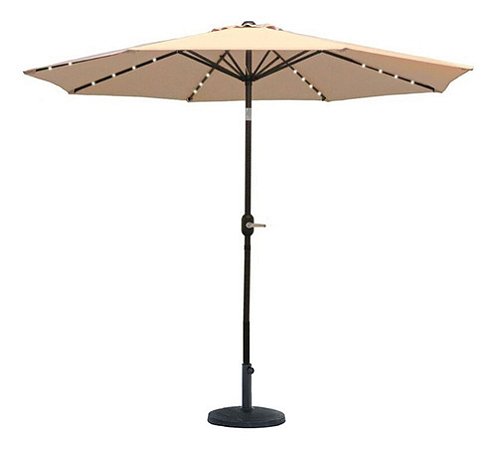 Ombrelone Central Redondo 2,70 Metros C/ Led + Base 12kg