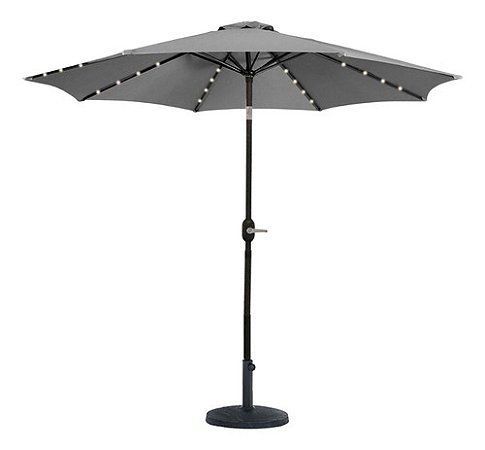 Ombrelone Central Redondo 2,70 Metros C/ Led + Base 12kg
