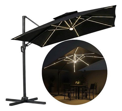 Guarda Sol Roma Ombrelone 2,5m Piscina Jardim Lateral C/ Led