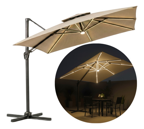 Guarda Sol Roma Ombrelone 2,5m Piscina Jardim Lateral C/ Led