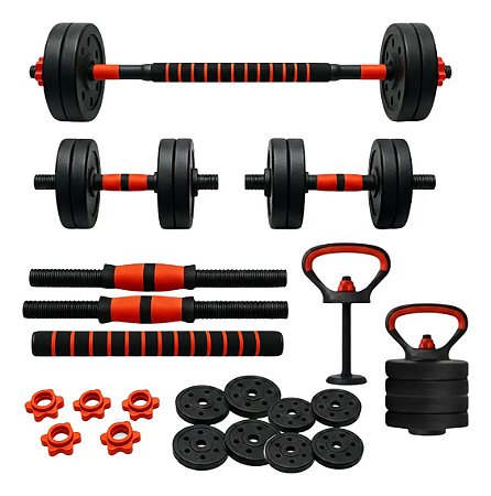 Kit Halteres Treino Peso 20 Kg Anilhas Ajustáveis Musculação