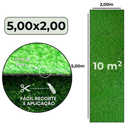 Grama Sintética Decorativa 2,00 A 5,00 Metros Largura Única