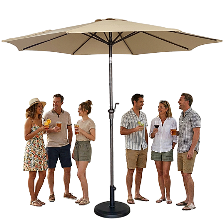 Kit Guarda Sol Ombrelone 3m com Base 12kg Jardim Piscina Preto