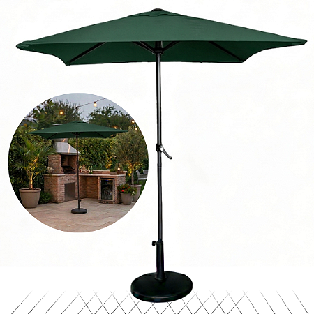 Ombrelone Guarda Sol 2m Quadrado Com Base Jardim Piscina Verde Escuro