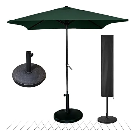 Kit Guarda Sol 2m com Base 12kg e Capa Protetora Jardim Piscina Verde Escuro
