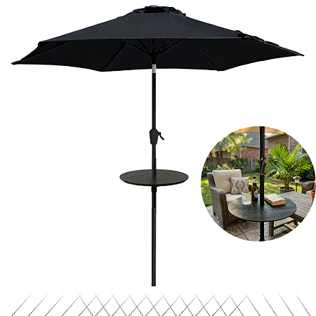 Ombrelone Central 2,30 Metros Jardim Piscina com Mesa Preto