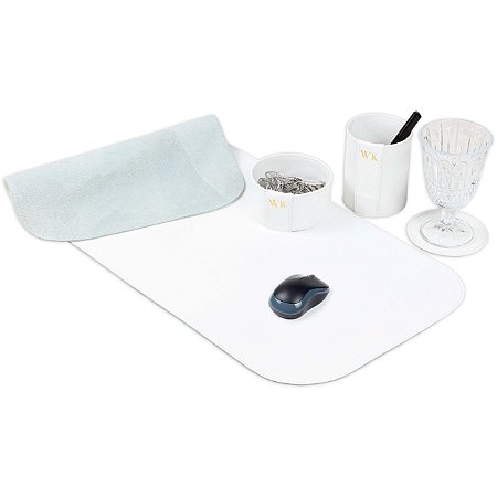 Kit Office Branco | 4 PEÇAS | Porta Lápis, Clips, Copo e Deskpad