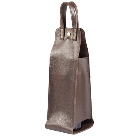 Porta Vinho Couro Legítimo Café