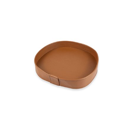 Bandeja Orgânica Dunas Pequena Couro Legitimo Caramelo