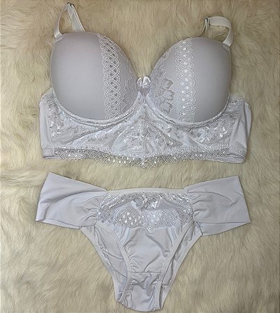 Lingerie conjunto de sutiã e calcinha Branco