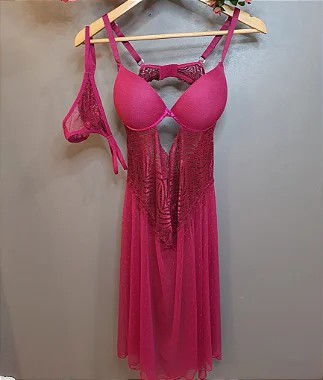 Camisola elegante em poliéster e renda na cor marsala