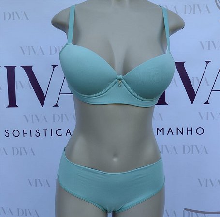 Lingerie básica conjunto de sutiã e calcinha verde água