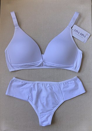 Lingerie básica conjunto de sutiã e calcinha branca