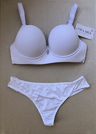 Lingerie básica conjunto de sutiã e calcinha branca