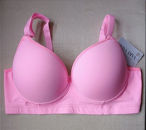 Sutiã básico Plus Size rosa com bojo e aro