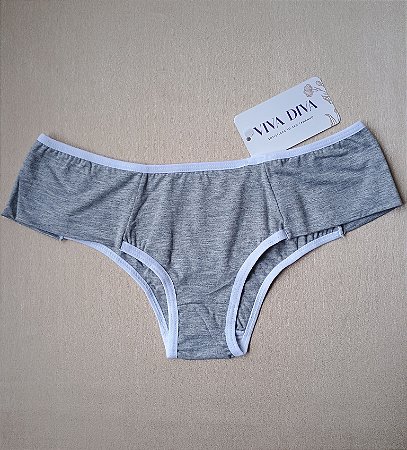 Calcinha de algodão básica cinza tanga