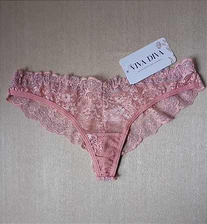 Calcinha renda bicolor rosa e prata fio duplo