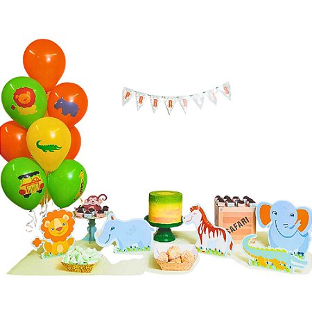 Kit Festa de Aniversário Safari Decoração Completa 76 Peças