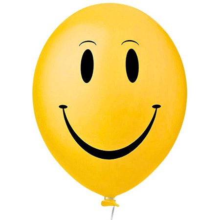 25 Bexiga Carinha Feliz Smile Sorriso Balão Decorado Amarelo