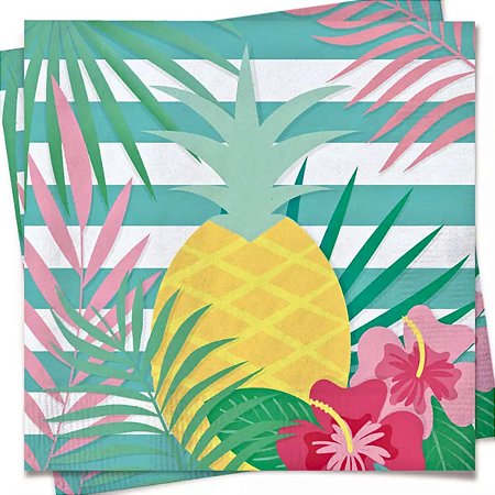 20 Guardanapos Papel Grande Decorado Tropical Flamingo Festa