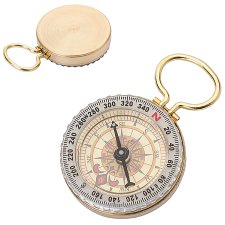 Bússola Retro Dourada Metal Bolso Camping Trilha Pesca Caça Sobrevivência Selva Viagem Acampamento Analógica Portátil