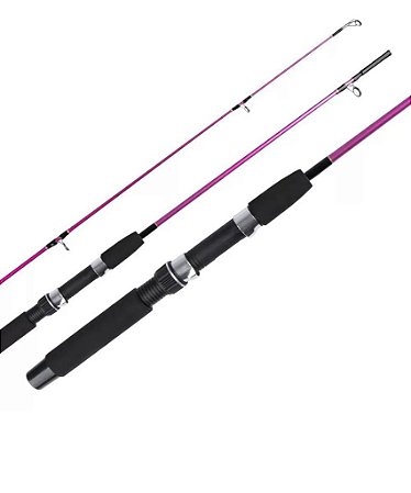 Vara Pesca Maruri Carine Rosa 1,80 Metros Para Molinete 2 Partes Fibra de Vidro Maciça