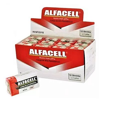 Bateria 9V Alfacell Carga de Alta Resistência Cx 12 Unidades