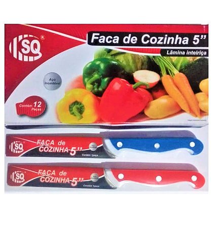 Faca Cozinha SQ3212 5 Polegadas Aço Inox Caixa 12 Unidades