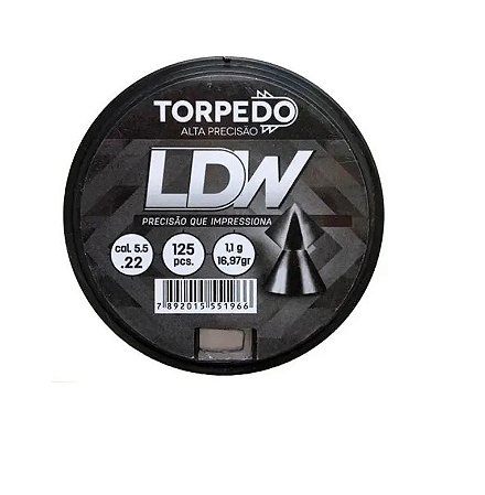 Chumbinho LDW Torpedo Calibre 5,5 Mm Estojo Com 125 Unidades