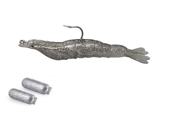 Isca Artificial Camarão Maruri W146 10Cm Com Anzol Cor Cinza Fume