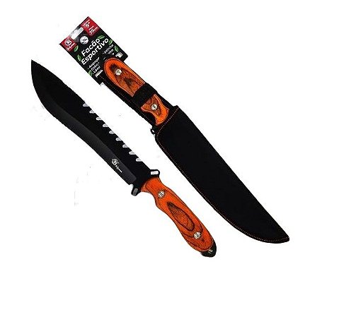 Facão Esportivo 9 Pol 39 Cm SQ4176 Cabo Madeira Com Bainha