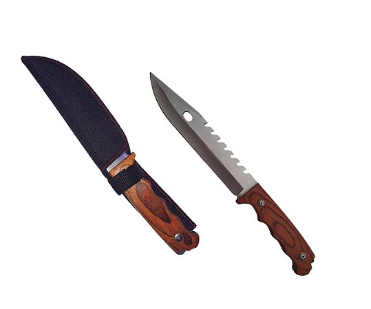 Faca Esportiva 6 Pol 29 Cm SQ4178 Aço Inox Cabo de Madeira