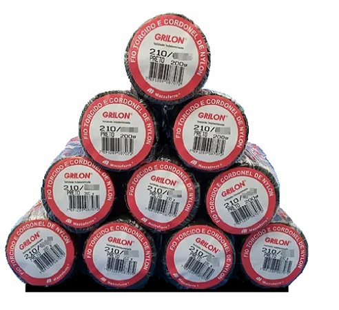 Fio Torcido Encala Grilon Preto Cordonel de 200 Gramas Pacote Com 10 Unidades (2 Kg) 210/06 210/09 210/12 210/16 210/18 210/24 210/36 210/48