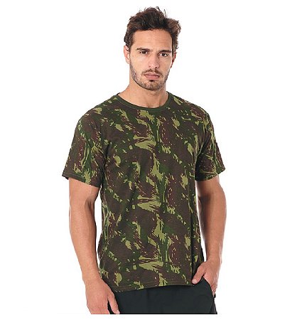 Camisa Verde Camuflada EB Manga Curta Premium Adulto Infantil 100% Algodão Oro Adventure