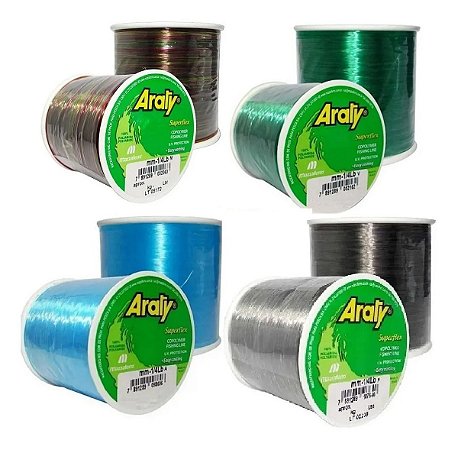 Linha Pesca Araty Superflex 100 Gramas Monofilamento Verde Azul Fume Multicolor 0,25 0,30 0,35 0,40 0,45 0,50 0,60 mm