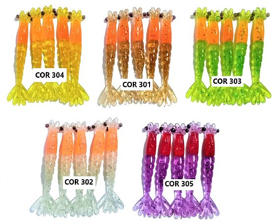 Isca Artificial Camarão Ovado 7,5 Cm 8,5 cm 5 Unidades Soft