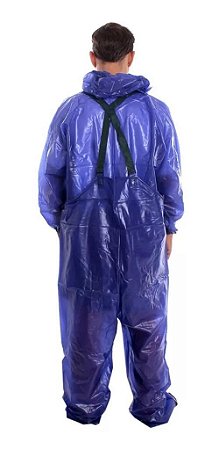 Conjunto Jardineira Com Jaqueta Cor Azul Tamanho M e G Com Capuz